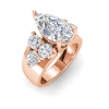 5 Ct Pear Moissanite & 2 Ctw Lab Diamond Cluster Wide Band Engagement Ring