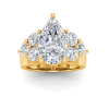 2 Ct Pear Lab Diamond & 2 Ctw Cluster Wide Band Engagement Ring
