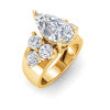 2 Ct Pear Lab Diamond & 2 Ctw Cluster Wide Band Engagement Ring