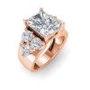 2 Ct Radiant Colorless Lab Diamond & 2 Ctw Cluster Wide Band Engagement Ring