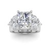 4 Ct Radiant Lab Diamond & 2 Ctw Cluster Wide Band Engagement Ring