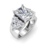 4 Ct Radiant Lab Diamond & 2 Ctw Cluster Wide Band Engagement Ring