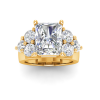 4 Ct Radiant Moissanite & 2 Ctw Lab Diamond Cluster Wide Band Engagement Ring