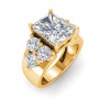 4 Ct Radiant Moissanite & 2 Ctw Lab Diamond Cluster Wide Band Engagement Ring