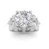 4 Ct Round Lab Diamond & 2 Ctw Cluster Wide Band Engagement Ring
