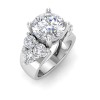 4 Ct Round Lab Diamond & 2 Ctw Cluster Wide Band Engagement Ring