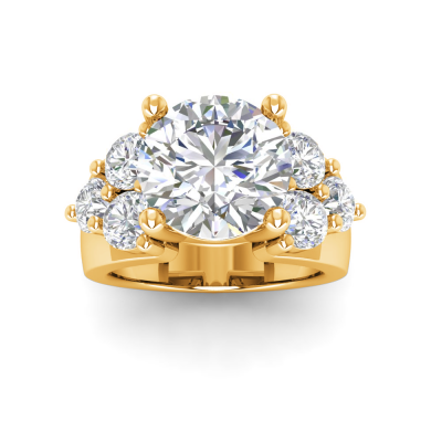 2 Ct Round Moissanite & 2 Ctw Lab Diamond Cluster Wide Band Engagement Ring