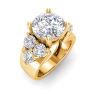 2 Ct Round Lab Diamond & 2 Ctw Cluster Wide Band Engagement Ring