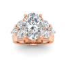 4 Ct Oval Moissanite & 2 Ctw Lab Diamond Cluster Wide Band Engagement Ring