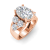4 Ct Oval Moissanite & 2 Ctw Lab Diamond Cluster Wide Band Engagement Ring