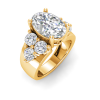 2 Ct Oval Lab Diamond & 2 Ctw Cluster Wide Band Engagement Ring