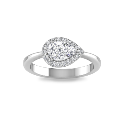 1.40 Ctw Pear Diamond East West Halo Engagement Ring