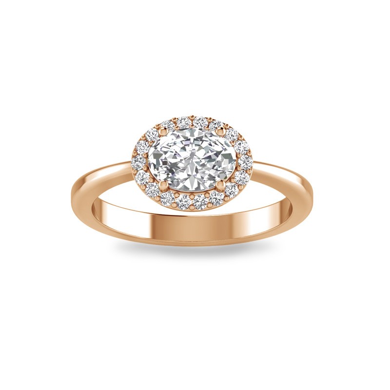 1.14 Ctw Oval Diamond East West Halo Engagement Ring
