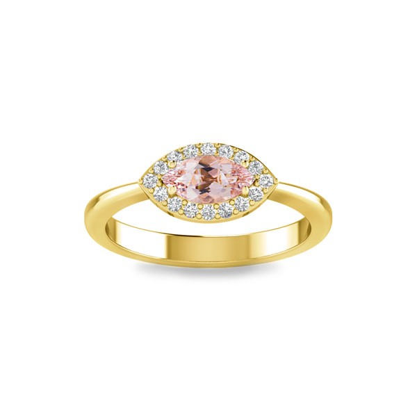 .50 Ct Marquise Morganite & .20 Ctw Lab Diamond East West Halo Engagement Ring