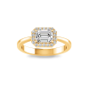 1.15 Ctw Emerald CZ East West Halo Engagement Ring
