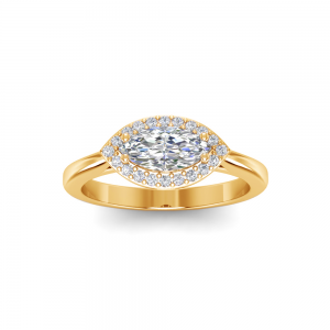 .50 Ct Marquise Lab Diamond East West Halo Engagement Ring