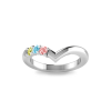 Three Birthstone Chevron Ring