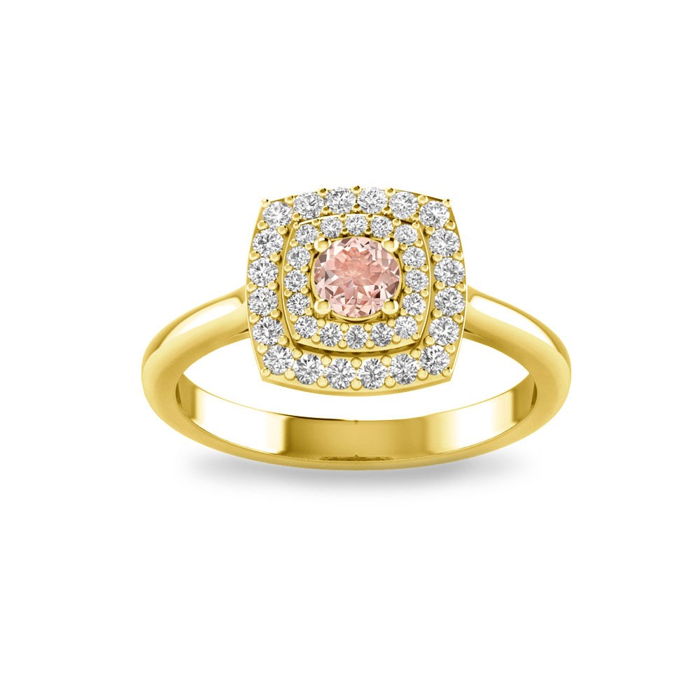 .25 Ct Morganite & .30 ctw Diamond Double Halo Engagement Ring