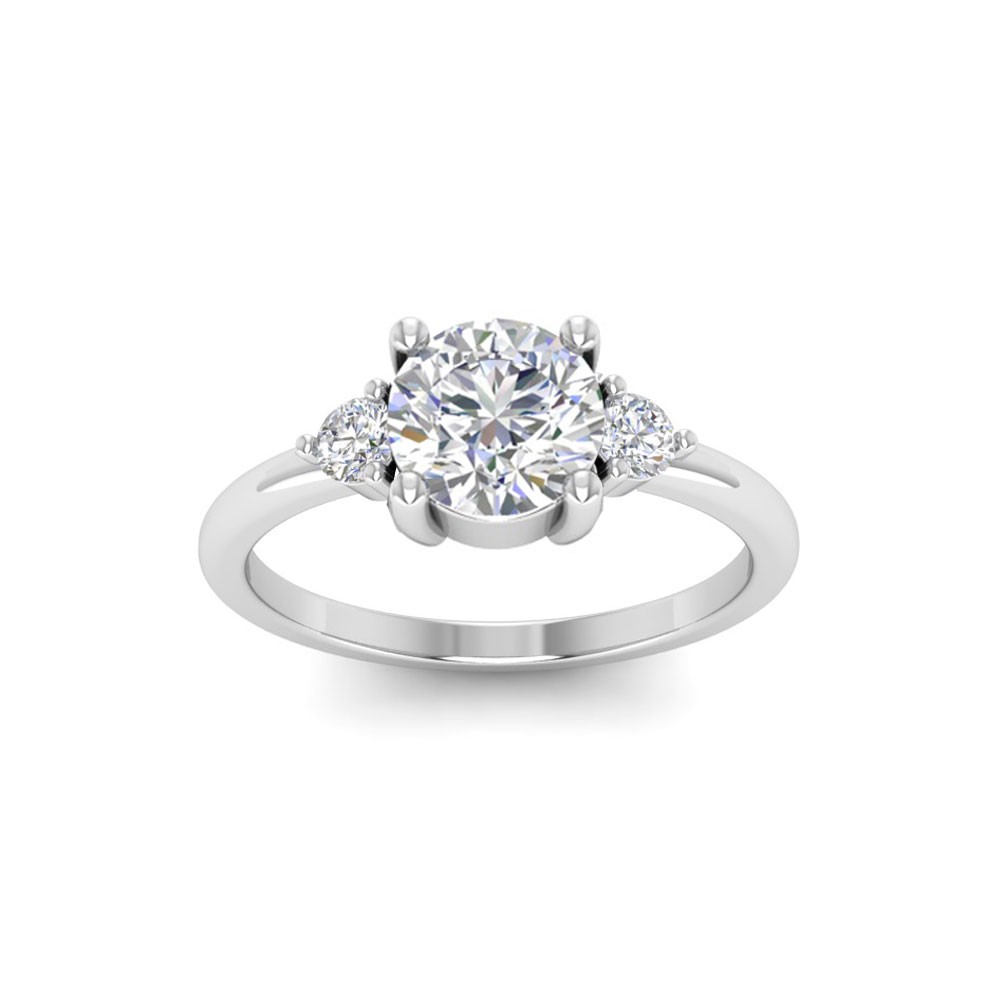 1 Ct Moissanite & .16 Ctw Diamond Adore Three Stone Engagement Ring