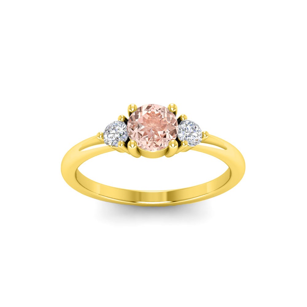 .50 Ct Morganite & .16 ctw Diamond Adore Three Stone Enagagement Ring