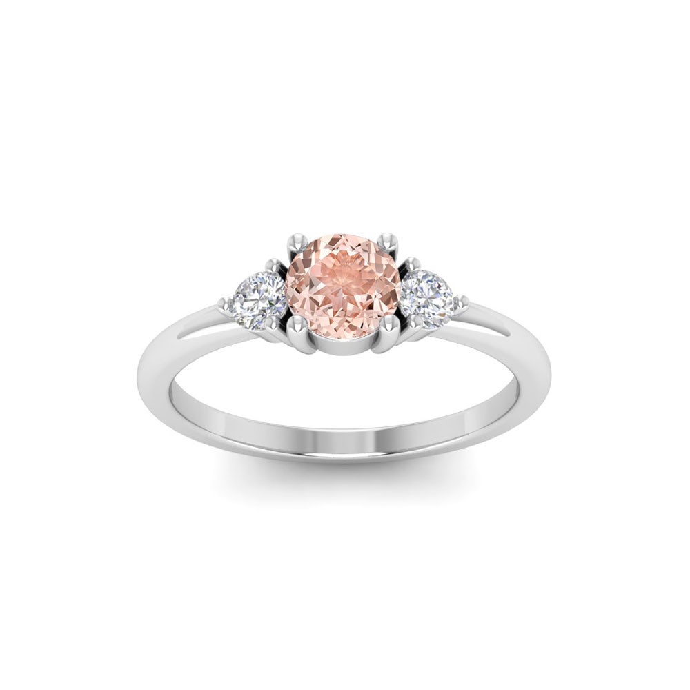 .50 Ct Morganite & .16 ctw Diamond Adore Three Stone Enagagement Ring