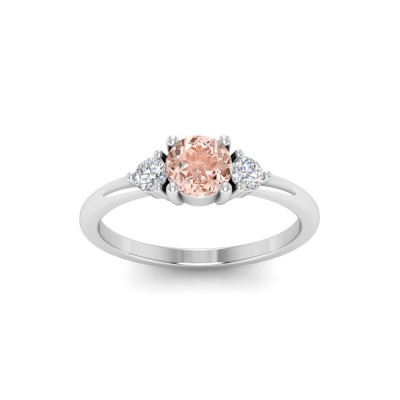 .50 Ct Morganite & .16 ctw Diamond Adore Three Stone Enagagement Ring
