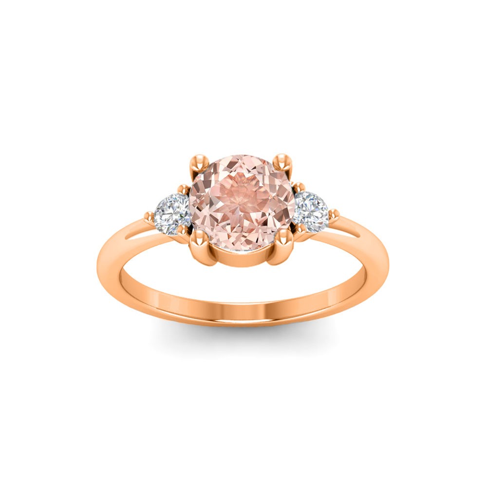 1 Ct Morganite & .16 Ctw Diamond Adore Three Stone Engagement Ring