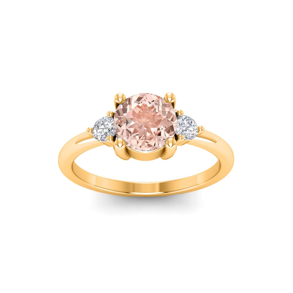1 Ct Morganite & .16 ctw Lab Diamond Adore Three Stone Enagagement Ring