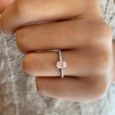 .75 Ct Oval Morganite Solitaire Ring
