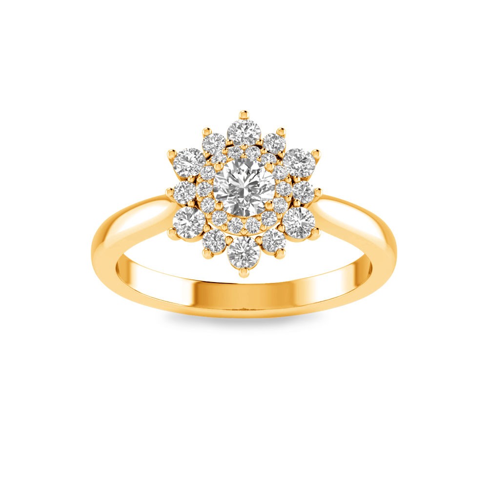 .67 Ctw Round Diamond Sunburst Halo Engagement Ring