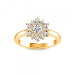 .25 Ct Round Lab Diamond Sunburst Halo Engagement Ring