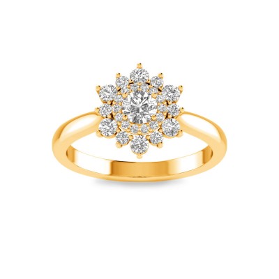 .25 Ct Round Colorless Lab Diamond Sunburst Halo Engagement Ring