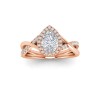 1.5 Ct Pear CZ & .26 Ctw Halo Twist Vine Engagement Ring