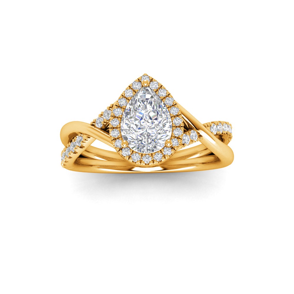 1 Ct Pear Lab Diamond & .26 Ctw Halo Twist Vine Engagement Ring