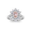 .50 Ct Oval Morganite & .66 ctw Diamond Sunburst Halo Engagement Ring