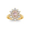 .50 Ct Oval Morganite & .66 ctw Diamond Sunburst Halo Engagement Ring