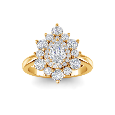 .50 Ct Pear Lab Diamond Sunburst Halo Engagement Ring