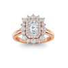 1 Ctw Radiant CZ Sunburst Halo Engagement Ring