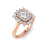 1 Ctw Radiant CZ Sunburst Halo Engagement Ring