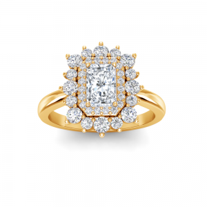 .50 Ct Radiant Lab Diamond Sunburst Halo Engagement Ring