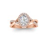 2 Ct Oval Moissanite & .26 Ctw Lab Diamond Halo Twist Vine Engagement Ring