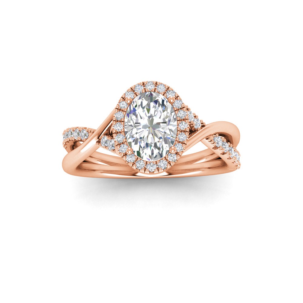 2 Ct Oval Moissanite & .26 Ctw Lab Diamond Halo Twist Vine Engagement Ring