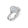 2.5 Ct Oval Moissanite & .26 Ctw Lab Diamond Halo Twist Vine Engagement Ring