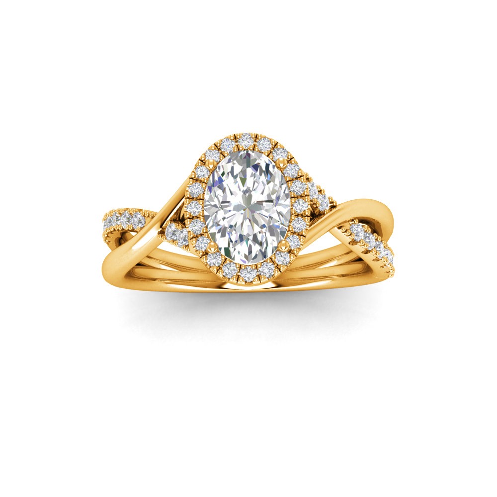 1 Ct Oval Colorless Lab Diamond & .26 Ctw Halo Twist Vine Engagement Ring