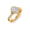 1 Ct Oval Moissanite & .26 Ctw Lab Diamond Halo Twist Vine Engagement Ring