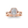 1.5 Ct Emerald Lab Diamond & .27 Ctw Halo Twist Vine Engagement Ring