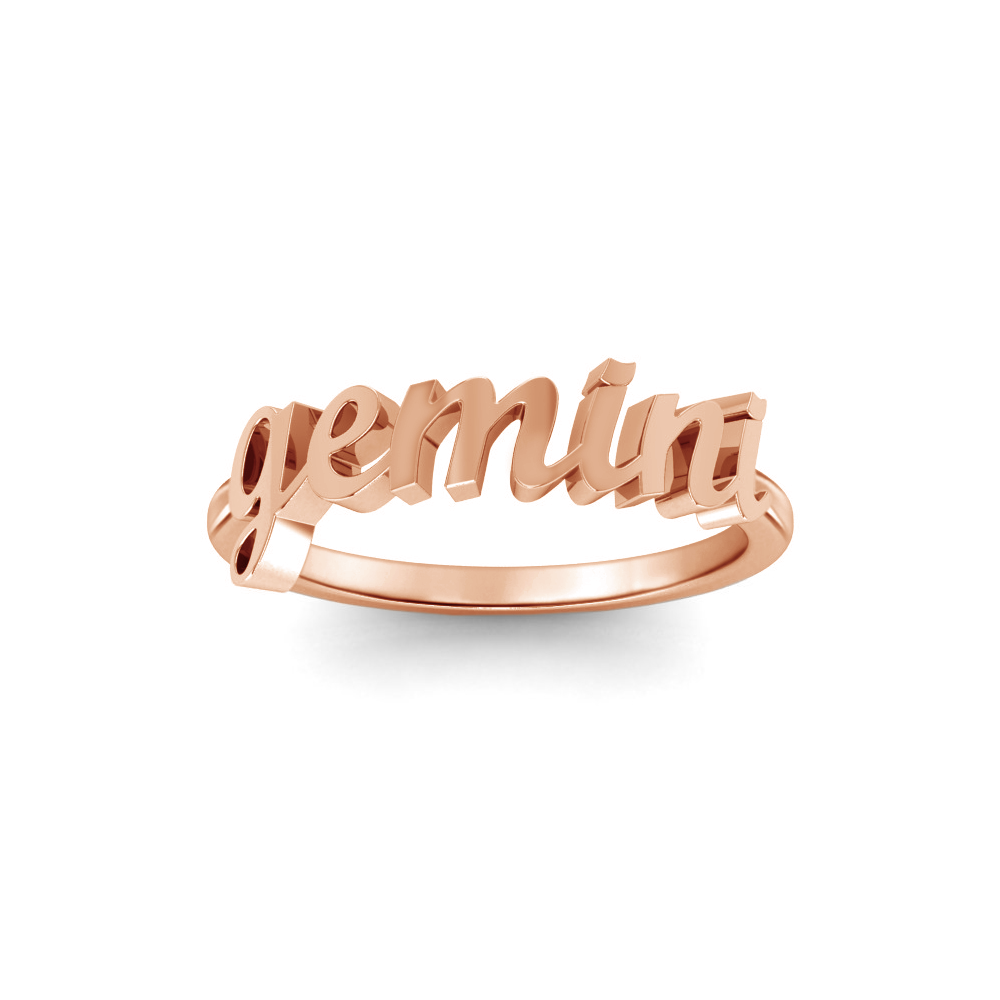 Zodiac Script Ring - Gemini