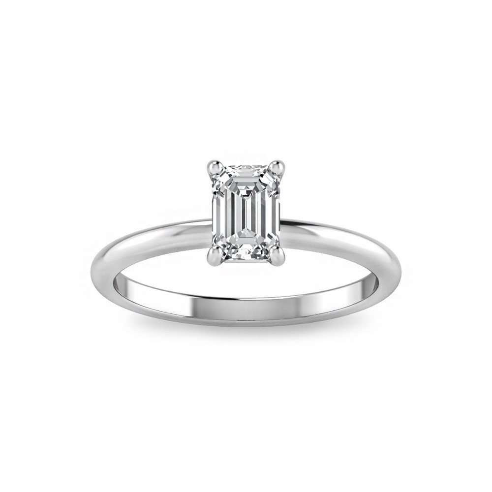 .75 Ct Emerald Moissanite Solitaire Engagement Ring