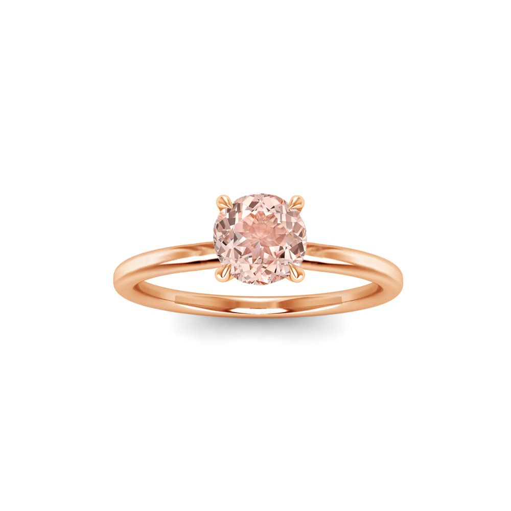1 Ct Round Morganite & .06 Ctw Diamond Secret Halo Solitaire Ring