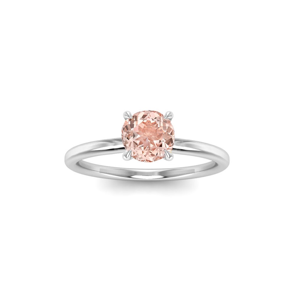 1 Ct Round Morganite & .06 Ctw Diamond Secret Halo Solitaire Ring